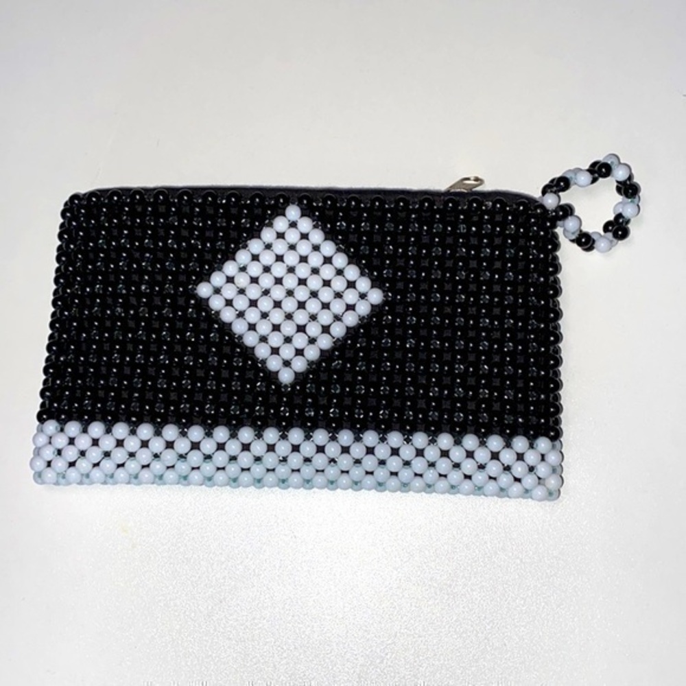Black and White  Beaded Clutch